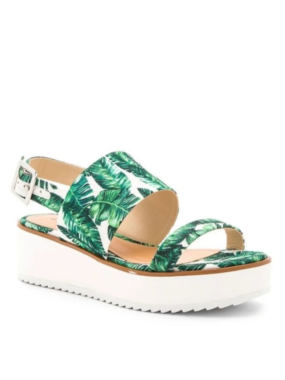 SCHUTZ Palm Leaf Tropical Platform Slingback Wedge Sandals Size 6.5